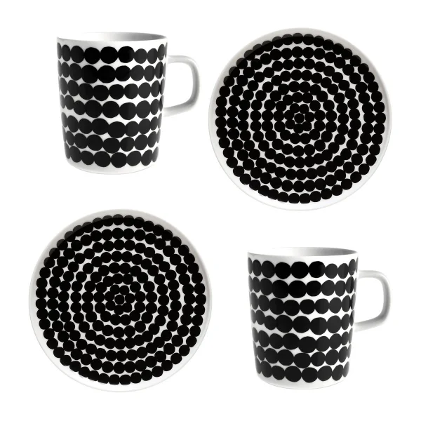 Marimekko Set de petit-déjeuner Räsymatto Blanc-noir