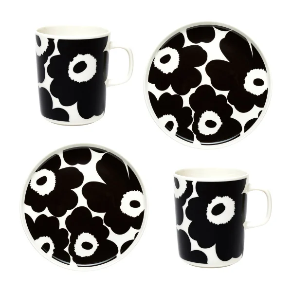 Marimekko Set de petit-déjeuner Unikko Blanc-noir
