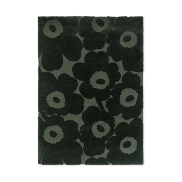 Marimekko Tapis en laine Unikko Dark Green, 170x240 cm