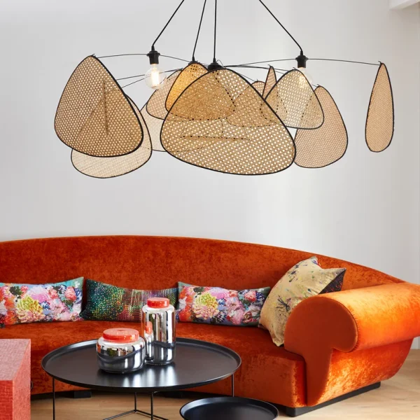 MARKET SET - Suspension Screen XXL, 90 cm, naturel, rotin