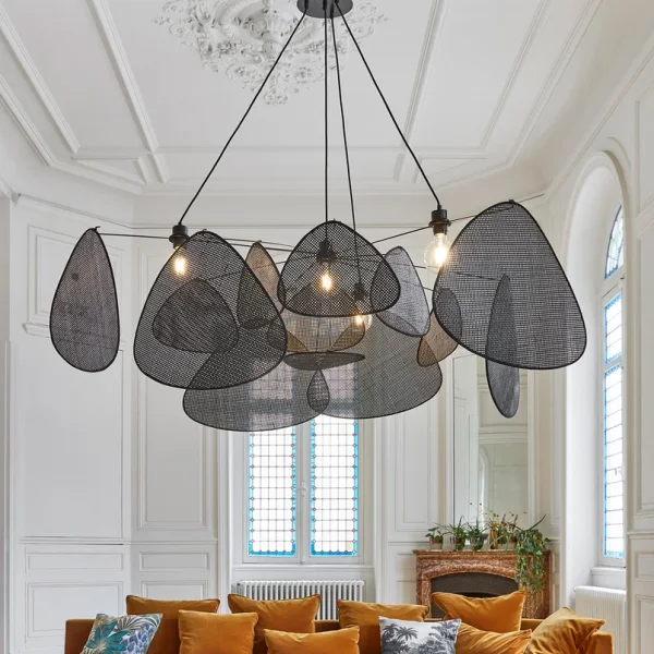 MARKET SET - Suspension Screen XXL, 90 cm, noir, rotin