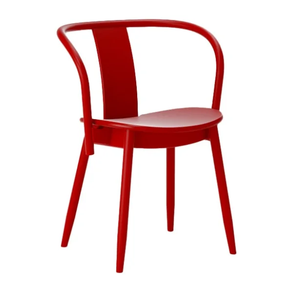 Massproductions Chaise Icha Hêtre verni rouge