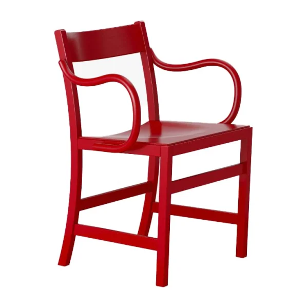 Massproductions Fauteuil Waiter XL Hêtre verni rouge