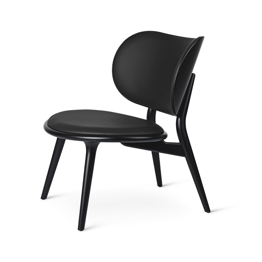 Mater Chaise longue The Lounge Chair cuir noir, support en hêtre laqué noir