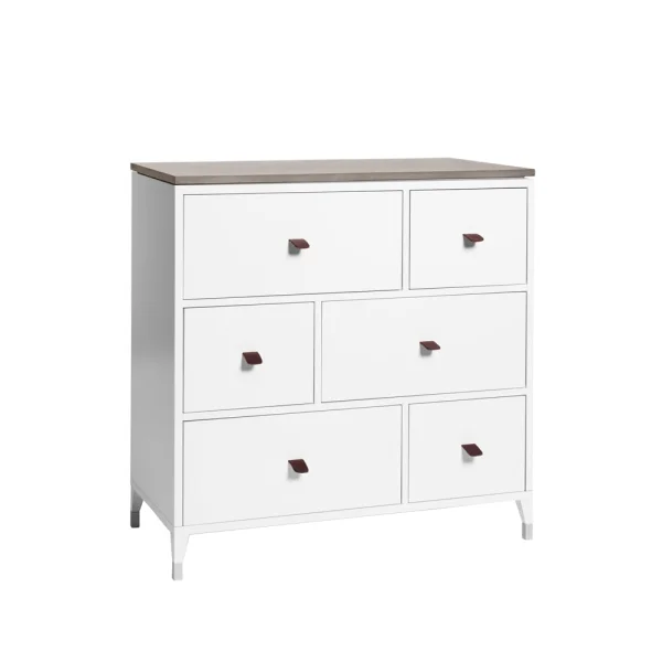 Mavis Commode Abisko Blanc, dessus béton, 6 tiroirs