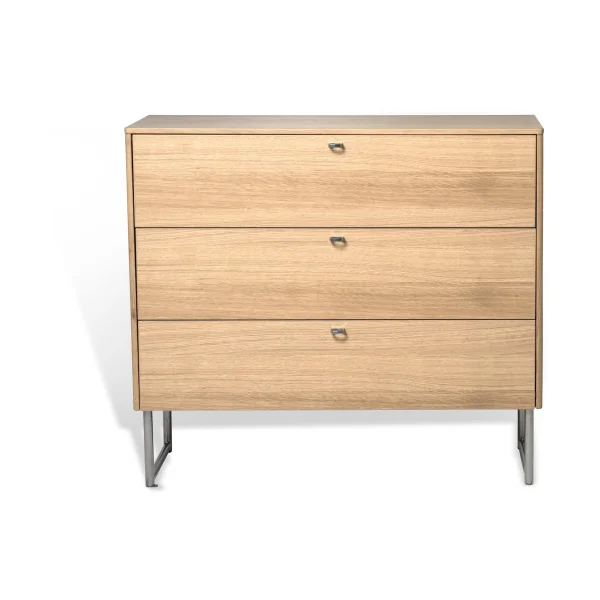 Mavis Commode Deus 3 tiroirs Chêne laqué mat pigment blanc
