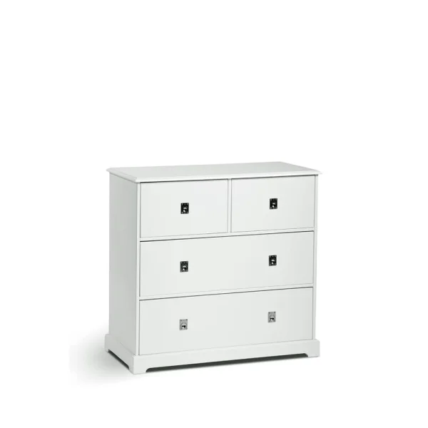 Mavis Commode Smögen Blanc, 4 tiroirs, chrome