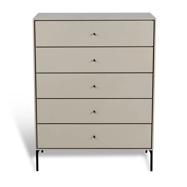 Mavis Commode Volt 5 tiroirs beige Détails en noir