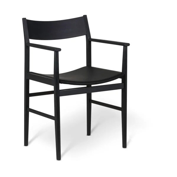 Mavis Fauteuil Siza Frêne noirci – assise en cuir