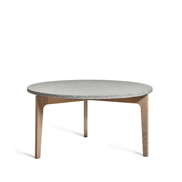 Mavis Höllviken table basse Ø80 cm Calcaire, pieds en chêne blanc pigmenté