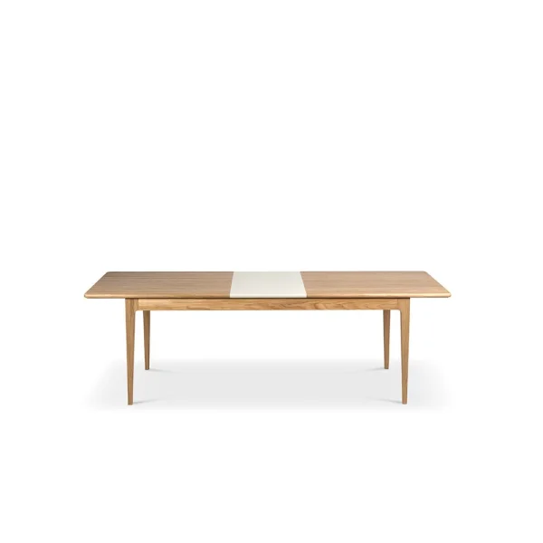 Mavis Table à manger Höllviken Chêne blanchi mat laqué, 1 rallonge, MDF beige Ø50 cm