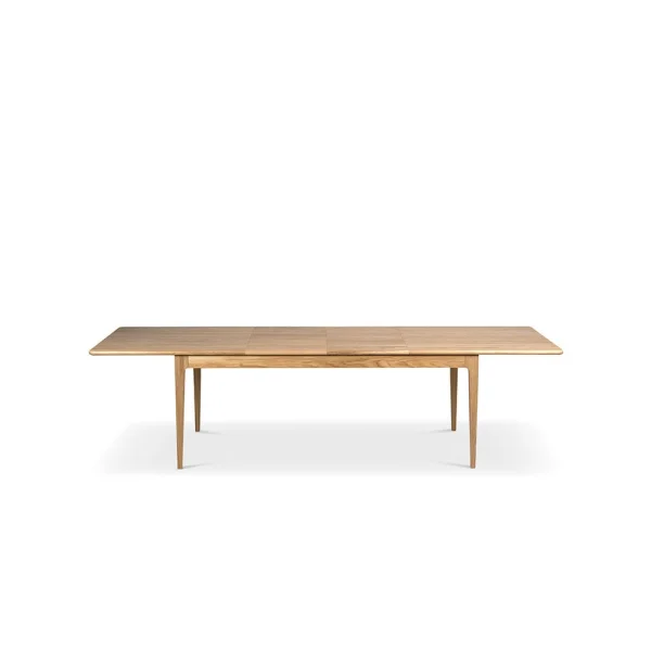 Mavis Table à manger Höllviken Chêne blanchi mat laqué, 2 rallonges, chêne Ø50 cm