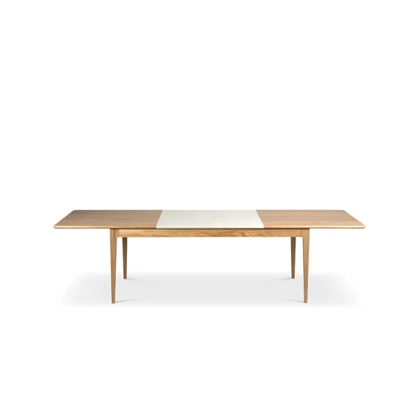 Mavis Table à manger Höllviken Chêne blanchi mat laqué, 2 rallonges, MDF beige Ø50 cm