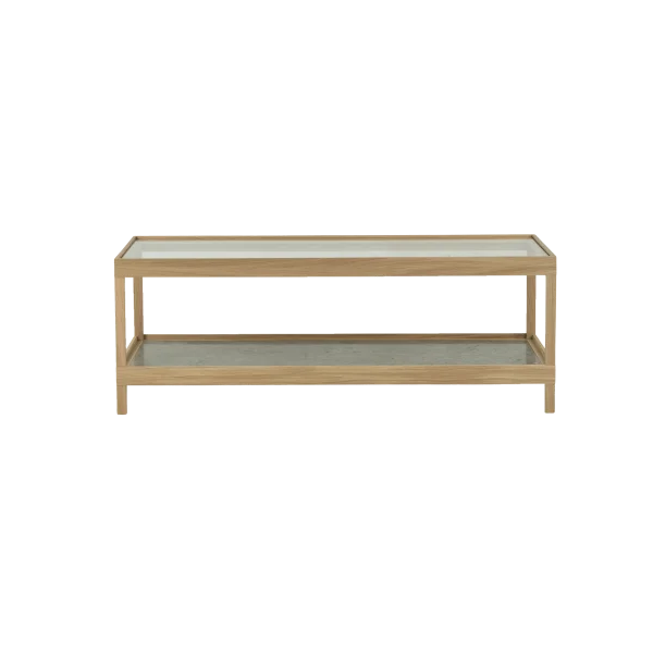 Mavis Table basse Ima 125x50 cm Chêne blanchi pigmenté mat laqué – plateau en calcaire