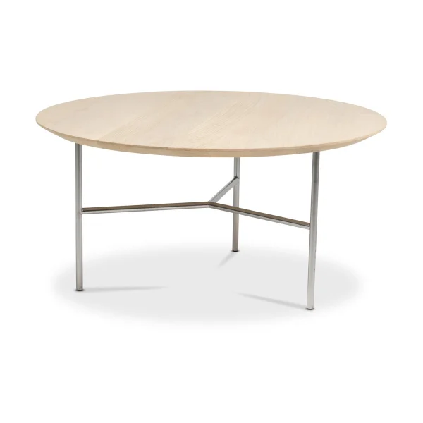 Mavis Table basse Tribeca Chêne ciré rustique, pieds chromés satinés, Ø80 cm