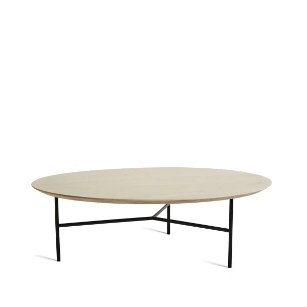 Mavis Table basse Tribeca Chêne ciré rustique, pieds noirs, Ø110 cm