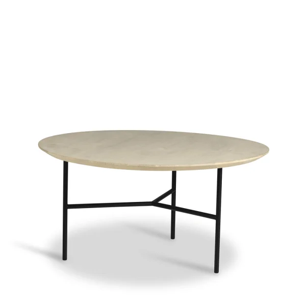 Mavis Table basse Tribeca Chêne ciré rustique, pieds noirs, Ø80 cm