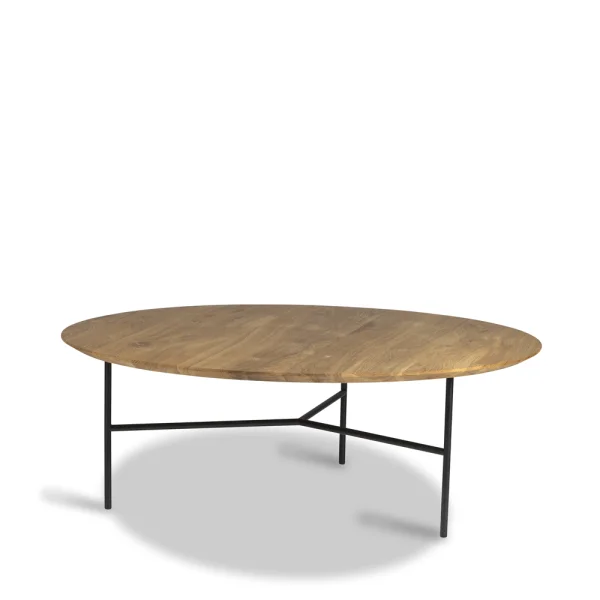Mavis Table basse Tribeca Chêne huilé rustique, pieds noirs, Ø110 cm