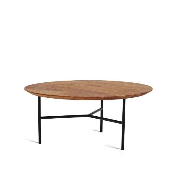 Mavis Table basse Tribeca Chêne huilé rustique, pieds noirs, Ø80 cm