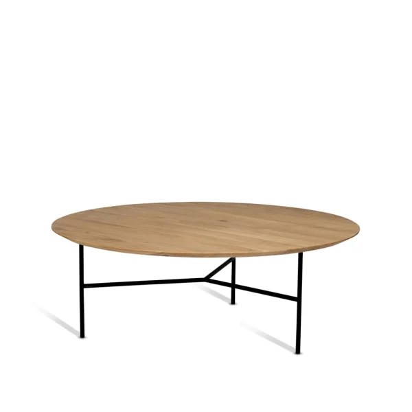 Mavis Table basse Tribeca Chêne laqué, pieds noirs, Ø110 cm