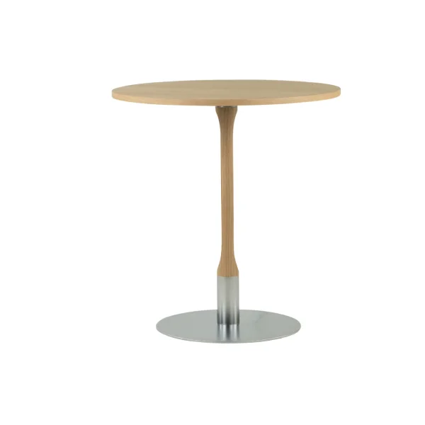 Mavis Table café Rod Ø70 cm Chêne blanchi pigmenté, finition mate laquée