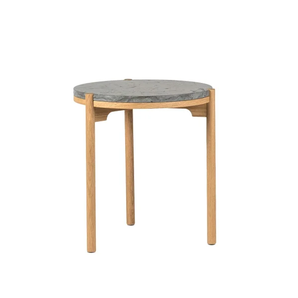 Mavis Table d’appoint Dondo chêne blanchi Ø45 cm Calcaire poli