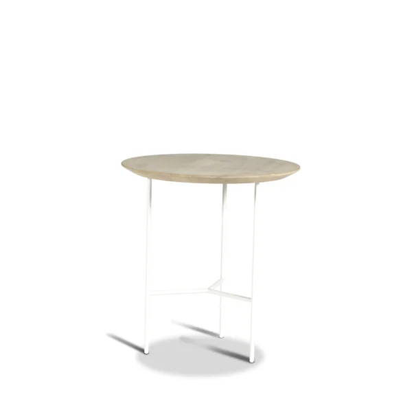 Mavis Table d’appoint Tribeca Chêne ciré rustique, pieds blancs, Ø47 cm