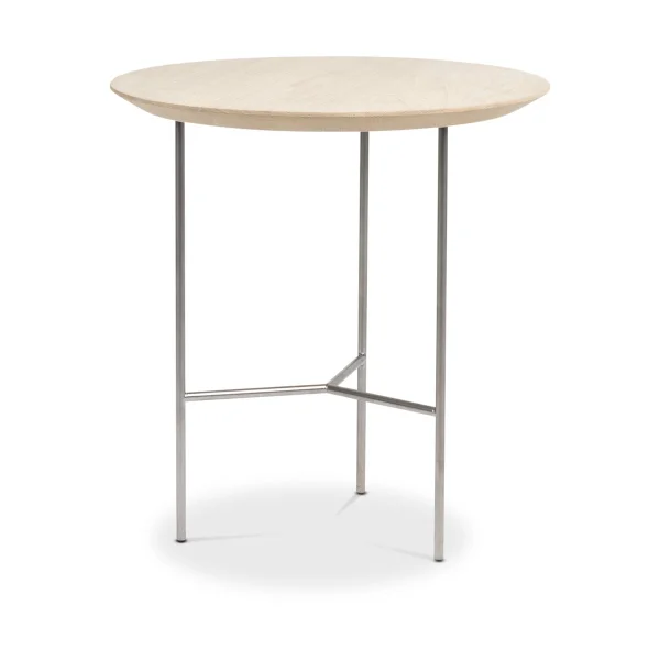 Mavis Table d’appoint Tribeca Chêne ciré rustique, pieds chromés satinés, Ø47 cm