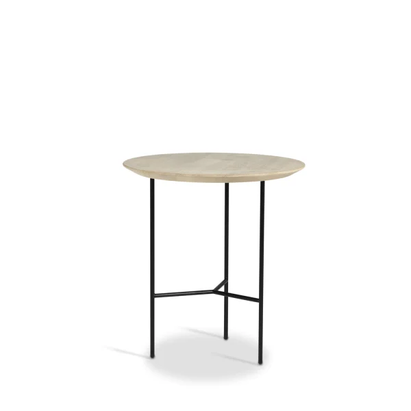 Mavis Table d’appoint Tribeca Chêne ciré rustique, pieds noirs, Ø47 cm