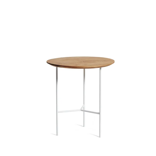 Mavis Table d’appoint Tribeca Chêne huilé rustique, pieds blancs, Ø47 cm