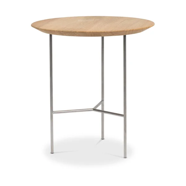 Mavis Table d’appoint Tribeca Chêne huilé rustique, pieds chromés satinés, Ø47 cm