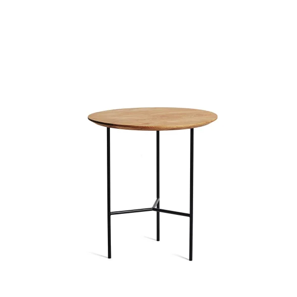 Mavis Table d’appoint Tribeca Chêne huilé rustique, pieds noirs, Ø47 cm