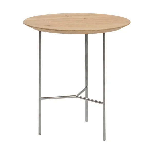 Mavis Table d’appoint Tribeca Chêne laqué, pieds chromés satinés, Ø47 cm