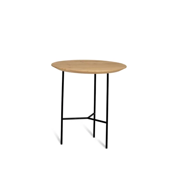 Mavis Table d’appoint Tribeca Chêne laqué, pieds noirs, Ø47 cm