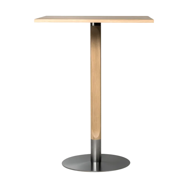 Mavis Table de bar Rod 70x70 cm Chêne laqué mat pigment blanc