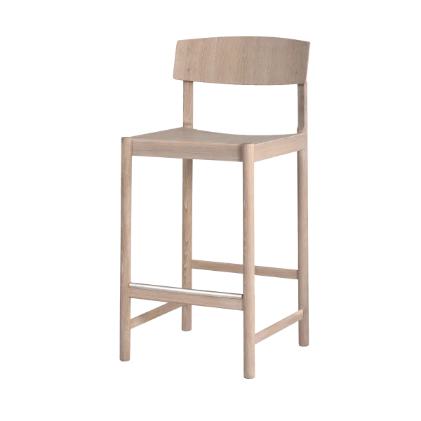 Mavis Tabouret de bar Rod 65 cm Chêne blanchi huilé blanc