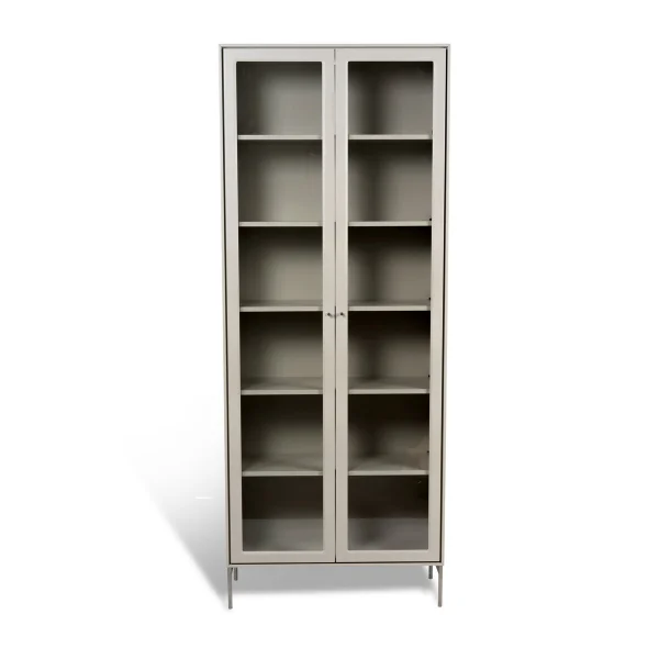 Mavis Vitrine Volt 190 cm beige Détails en acier inoxydable