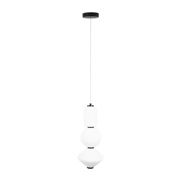 Maxlight Akiko - lampe suspendue - Ø 20 x 180 cm - 23W LED inclus - noir et opale