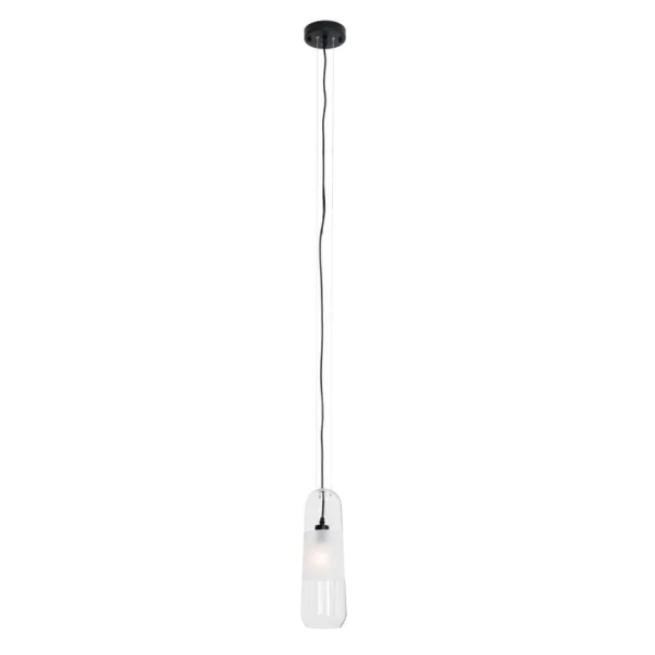 Maxlight Mauri - lampe suspendue - Ø 12,5 x 180 cm - noir et verre transparent