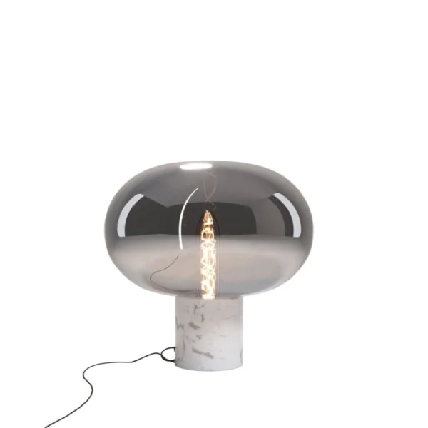 Maxlight Moonstone - lampe à poser - Ø 45 x 45 cm - verre fumé et blanc