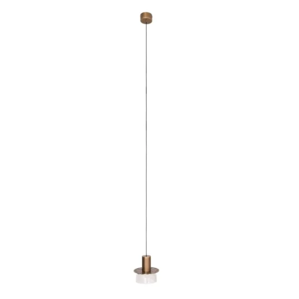 Maxlight Signature - lampe suspendue - Ø 15 x 205 cm - 8W LED inclus - laiton antique et transparent