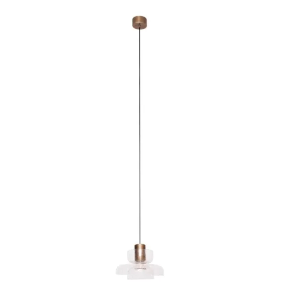 Maxlight Signature - lampe suspendue - Ø 22 x 215 cm - 8W LED inclus - laiton antique et transparent