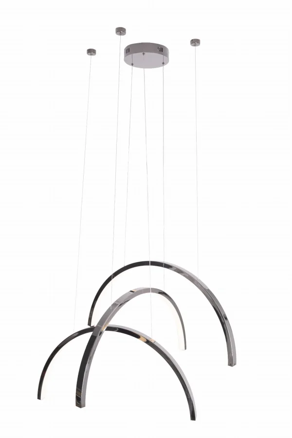 Maxlight Trio Arc - lampe suspendue - 80 x 180 cm - 3 x 21W LED inclus - noir et chrome
