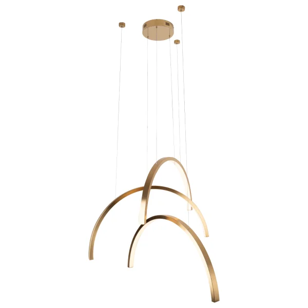Maxlight Trio Arc - lampe suspendue - 80 x 180 cm - 3 x 21W LED inclus - or brossé