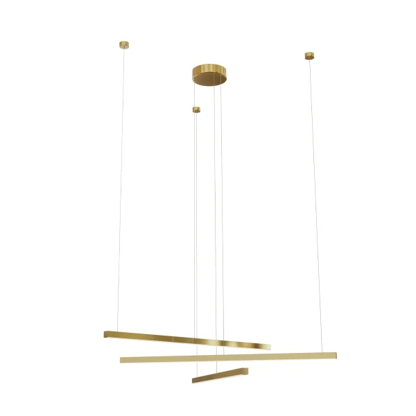 Maxlight Trio - lampe suspendue - 100 x 3,6 x 150 cm - 3 x 12W LED dimmable inclus - or brossé