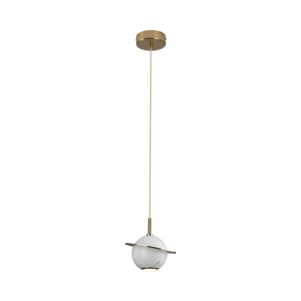 Maxlight Uranos - lampe suspendue - Ø 16 x 190 cm - 5W LED inclus - blanc et or