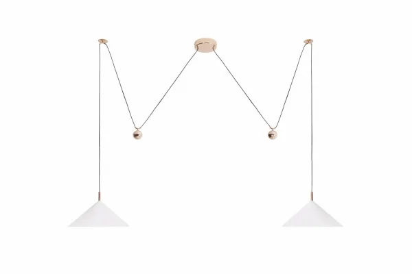 Maxlight Vulcano - lampe suspendue - 110 x 30,5 x 140 cm - 2 x 5W LED inclus - blanc et or