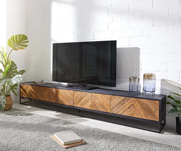 Meuble TV Famke 240 cm mangue teck 4 portes