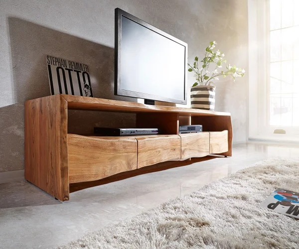 Meuble-TV Live-Edge 190 cm acacia nature 4 tiroirs 2 compartiments