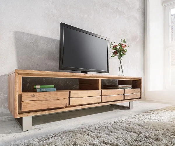 Meuble-TV Live-Edge 190 cm acacia nature 4 tiroirs